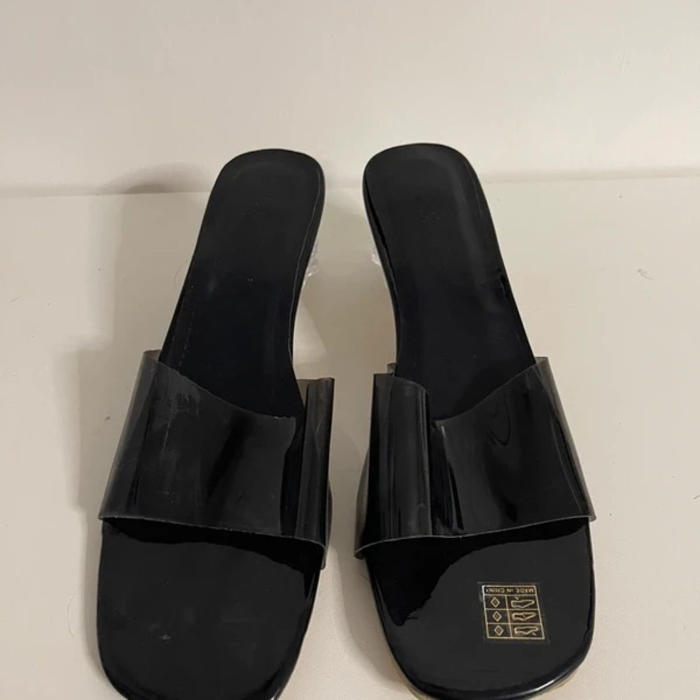 SHEIN Glossy Black Women's Mules